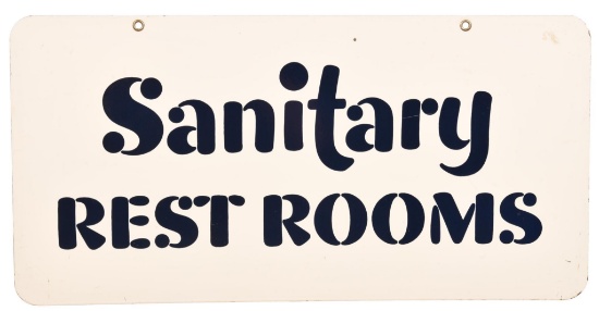 Sanitary Rest Rooms Porcelain Sign w/hanger