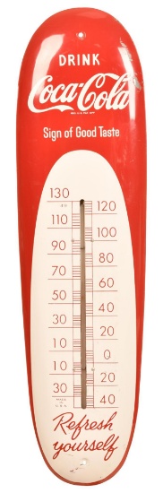 Drink Coca-Cola Cigar Shaped Metal Thermometer