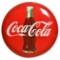Coca-Cola w/bottle Porcelain Button Sign