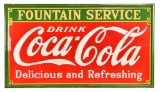 Drink Coca-Cola Fountain Service Large Porcelain Sign