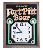 Early Drink Fort Pitt Beer Reverse Painted Lighted Clock