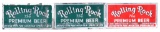 3-Rolling Rock Premium Beed Glass Signs
