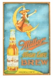 Miller High Life Brew w/Bottle & Logo Metal Sign