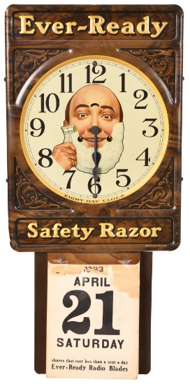 Rare Ever-Ready Safety RazorTin Clock and Calendar