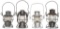 4-Railroad Lanterns with Clear Globes Not Marked