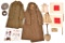 WWI Helmet, 2-Coats, Leggings, Medal, Ammo Pouch