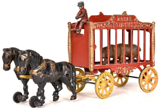 Hubley Cast Iron Royal Circus Bear Wagon