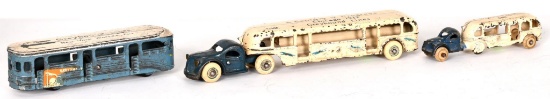3-Arcade World's Fair Cast Iron Greyhound Toy Buses