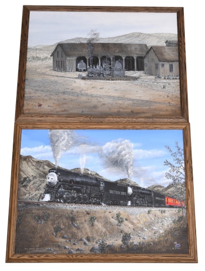 2-Railroad Oil Paintings on Canvas Artist Signed