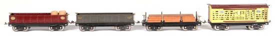 4-Lionel Standard Gauge Cars 213 Cattel, 211 flat, 2-212 Gondola