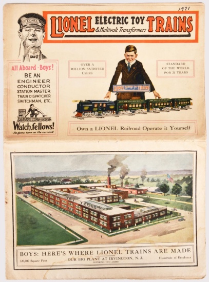1921 Lionel Electric Toy Trains Catalog