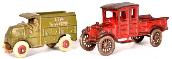 Hubley Cast Iron Truck & Bell Telephone Vehicle