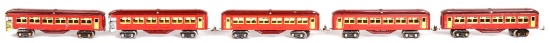 5-Lionel O Gauge Cars, 4-1665 Passenger Cars 1687 Observation