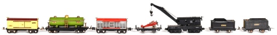 7-Lionel O Gauge Cars 2460 crane, 815, 2656, 655, 2-Tenders