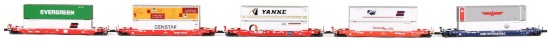 5-Lionel O Gauge Double Stack Container Cars