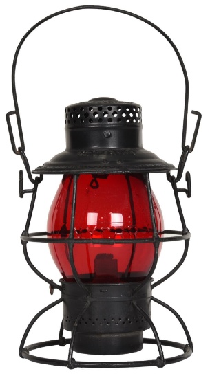 Railroad Lantern with Red Globe embossed N.Y.C.R.R.