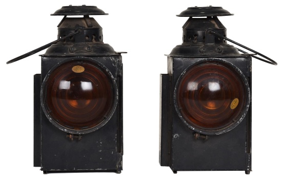 2-Railroad Car Marker Lanterns with Bullseye Amber Lens