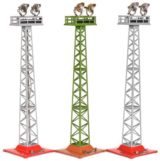 3-Lionel Floodlight Towers 1-(Type I) 2-(Type II)