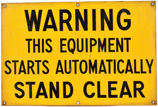 Warning Stand Clear Porcelain Sign