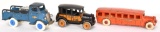 Arcade Cast Iron Taxi, Ice Truck & Fageol Bus