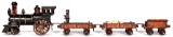 CPRR Ives Cast Iron Engine, Tender, 2-flat cars