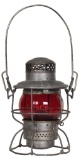 Railroad Lantern with Red Globe Etched S.P. Co.