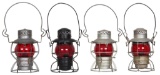 4-Railroad Lanterns with Red Globes Not Marked
