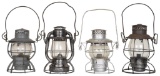 4-Railroad Lanterns with Clear Globes Not Marked