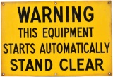 Warning Stand Clear Porcelain Sign