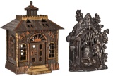 2-Cast Iron Building Still Coin Banks