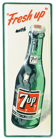 "Fresh Up" with 7up Bottle Metal Sign