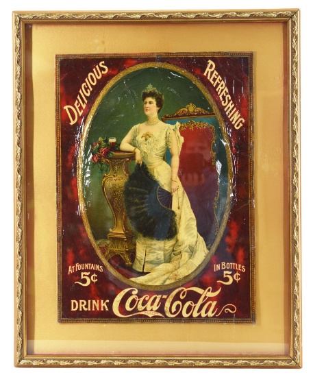 1905 Drink Coca-Cola w/Lillian Nordica Arm Table Sign
