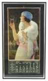 1925 Coca-Cola Calendar Lady in Fur with Glass