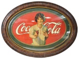 Coca-Cola w/Lady Holding Out a Glass of Coke Metal Sign
