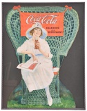 1919 Coca-Cola Lady Sitting in Winged Wicker Chair Diecut