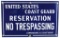 United States Coast Guard Reservation No Trespassing Sign