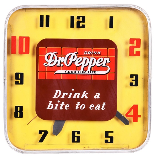 Drink Dr. Pepper "Drink a bite to eat" Lighted Clock