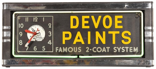 Devoe Paints Clock & Neon Light Sign