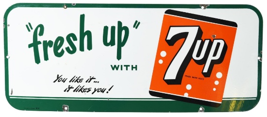 "fresh up" with 7up Porcelain Sign