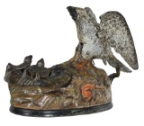 J.E. Stevens Eagle & Eaglets Cast Iron Mechanical Bank