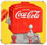 Drink Coca-Cola Porcelain Sign With Dispenser Graphic