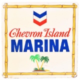 Chevron Island Marina w/Palm Trees & Logo Metal Sign