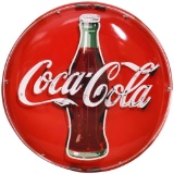 Coca-Cola Porcelain Button w/Bottle Neon Added