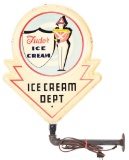 Tudor Ice Cream w/Logo Ice Cream Dept. Lighted Sign