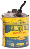 Penntroleum Motor Oil Five Gallon Can w/Bail Handled
