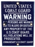 United States Coast Guard Warning Porcelain Sign