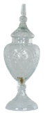 Large Cut Glass Decanter w/Paris Etched In