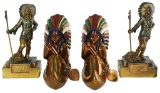 2-Sets of Indian Bookends Cold Painted