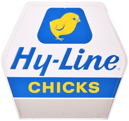Hy-Line Chicks w/Logo Metal Sign