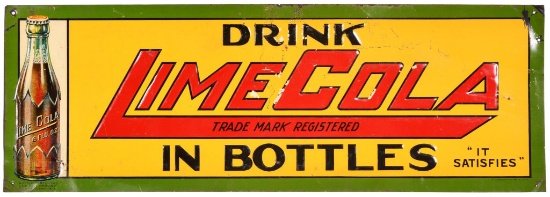 Drink Lime Cola w/Bottle Metal Sign
